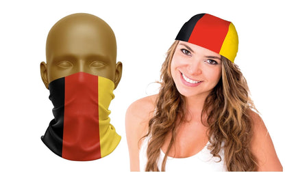 JUNG Deutschland Bandana Fanartikel EM 2024 Unisex Stirnband Halstuch Kopftuch Schwarz Rot Gold Flagge Baumwolle Polyester Fan Accessoire Fußball Männer Frauen Jugendliche Europa Support