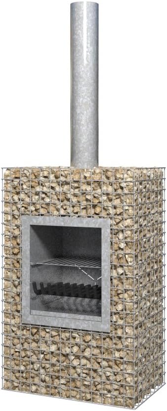Barbecook Ferro 480 Gabionenkamin Außengrill Feuerstelle Gartenkamin 200kg Stahlkorb Grillkamin schwer Outdoor Grillkamin massiv verchromt feuerverzinkt Kamin Feuerofen 32kg Gartenofen