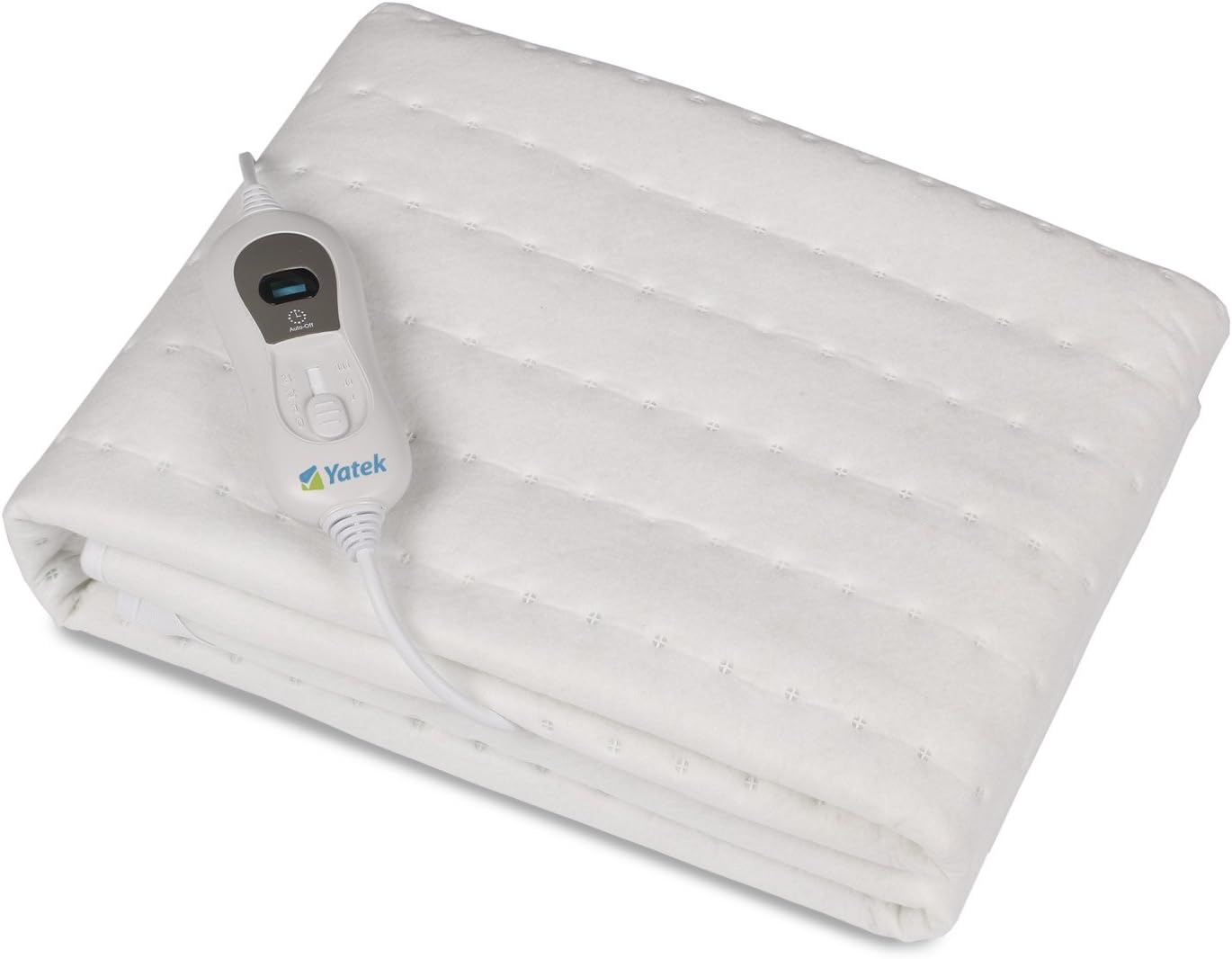 Yatek Wärmeunterbett 150x80 cm elektrisch Heizmatte 60W 3 Heizstufen Überhitzungsschutz Fernbedienung waschbar kuschelig Schlafunterlage Heizauflage Bettwärmer flauschig Polyester Weiß