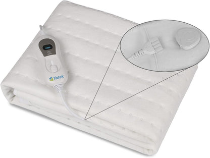 Yatek Wärmeunterbett 150x80 cm elektrisch Heizmatte 60W 3 Heizstufen Überhitzungsschutz Fernbedienung waschbar kuschelig Schlafunterlage Heizauflage Bettwärmer flauschig Polyester Weiß