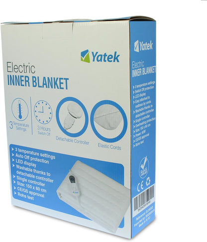 Yatek Wärmeunterbett 150x80 cm elektrisch Heizmatte 60W 3 Heizstufen Überhitzungsschutz Fernbedienung waschbar kuschelig Schlafunterlage Heizauflage Bettwärmer flauschig Polyester Weiß