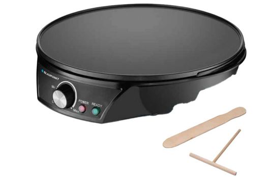 Blaupunkt MEN768 Crepes Maker, 1200W Edelstahl Pancake Maker, 3-in-1 Crepes Pfanne, Spiegeleier Bräter, Antihaftbeschichtete Grillplatte, 30 cm Durchmesser, Perfekt für Familienfrühstück, Pancakes, Eier, Crepes