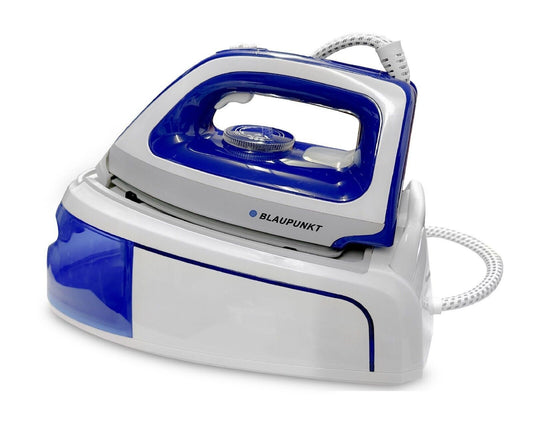 Blaupunkt MEN803 Dampfbügelstation, Dampfbügelstation 2250W, 5.2 Bar, Dampfstoß 280g/Min, abnehmbarer Wassertank 1.2L, Keramiksohle, automatische Abschaltung, Antikalk-System, vertikales Bügeln