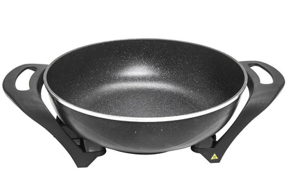Blaupunkt MEN835 Elektropfanne, 1500W, 6L Wok, Antihaftbeschichtung, regelbarer Thermostat bis 215°C, Glasdeckel, abnehmbares Kabel, multifunktional, Paella Pfanne, für große Mahlzeiten, einfache Reinigung