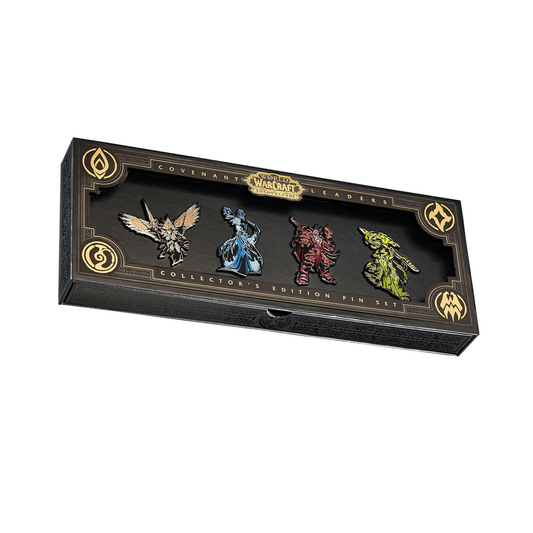 World of Warcraft Shadowlands Covenant Leaders Sammler-Pin-Set – Limitierte 4er-Paketführer-Pins aus Zinklegierung mit Showcase-Box, COA & offiziellen Blizzard WoW Emblemen