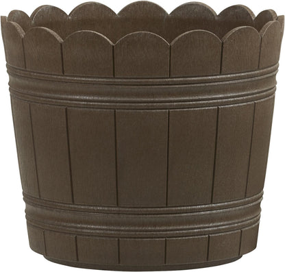 Emsa 515258 Country Blumenkübel Ø 24 cm braun Shabby Chic | Wetterfester Pflanzkübel für Balkon mit Holzoptik | Pflanztopf UV-beständig frostfest für direkte Bepflanzung & als Übertopf geeignet