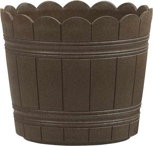 Emsa 515258 Country Blumenkübel Ø 24 cm braun Shabby Chic | Wetterfester Pflanzkübel für Balkon mit Holzoptik | Pflanztopf UV-beständig frostfest für direkte Bepflanzung & als Übertopf geeignet