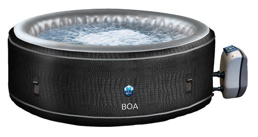 JUNG BOA SPA Whirlpool, selbstaufblasend, beheizbar, für bis zu 5 Personen, rund, Outdoor & Indoor, Krokodil-Optik, Ø 195 cm, energiesparend, wartungsfreundlich