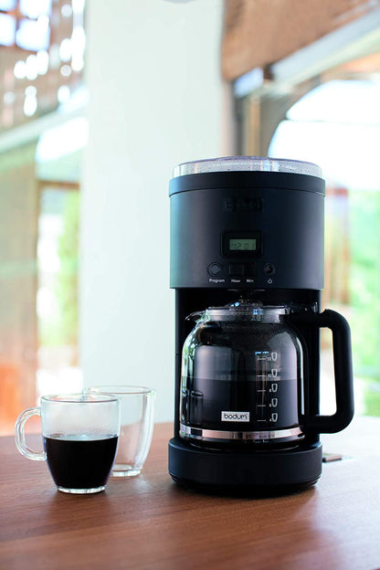 Bodum Bistro Elektrische Kaffeemühle Edelstahl, Schwarz, 160W, 220g Kaffeebohnen, 12 Mahleinstellungen, leise Gratklingen, herausnehmbarer Auffangbehälter, perfekte Aromaerhaltung ( 11750-01 )
