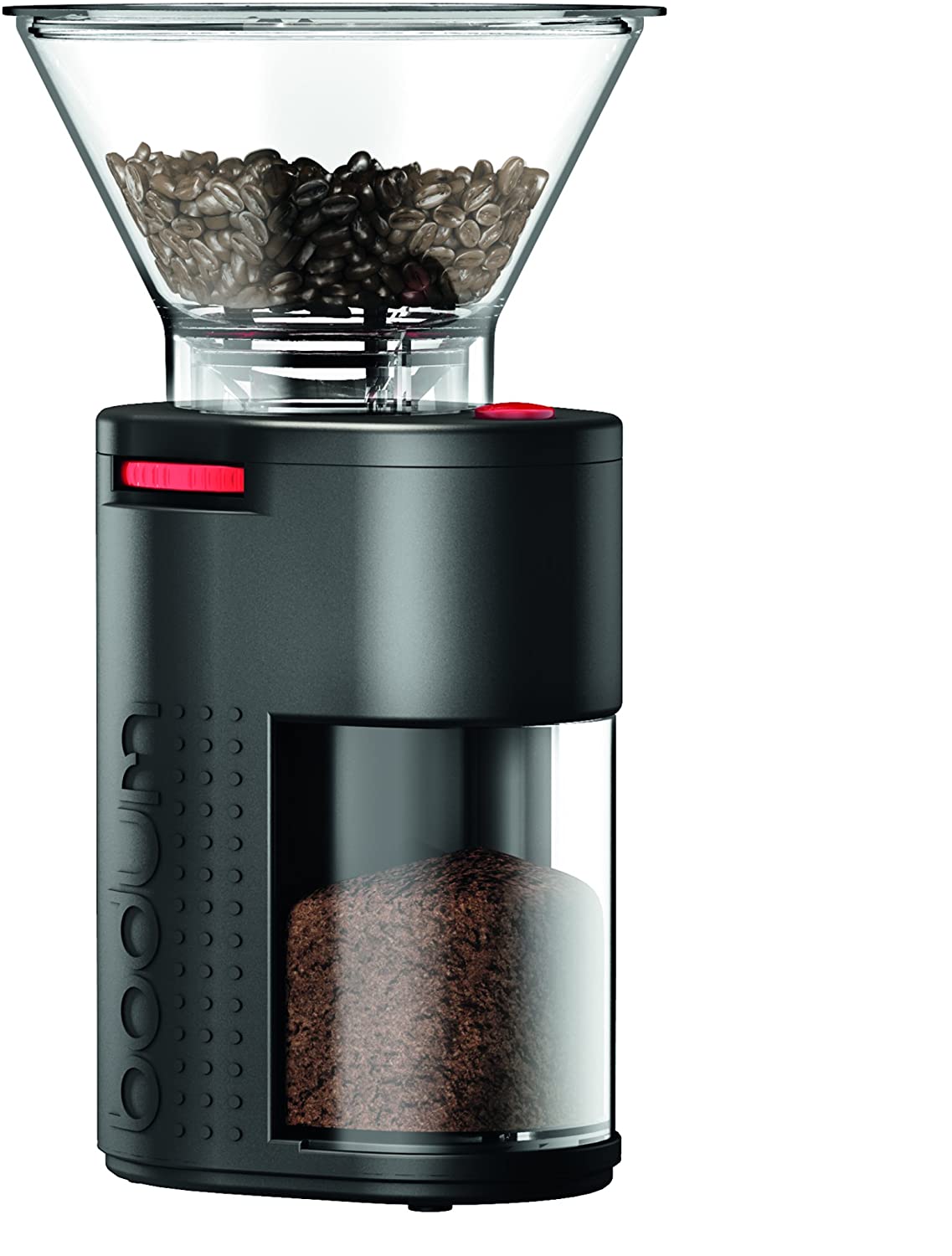 Bodum Bistro Elektrische Kaffeemühle Edelstahl, Schwarz, 160W, 220g Kaffeebohnen, 12 Mahleinstellungen, leise Gratklingen, herausnehmbarer Auffangbehälter, perfekte Aromaerhaltung ( 11750-01 )