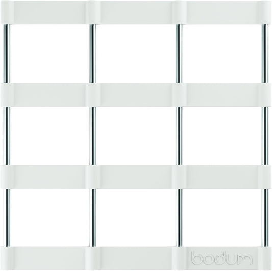 Bodum Bistro Pfannenuntersetzer aus hitzebeständigem Silikon 17 cm rutschfester Topfuntersetzer Schutz für Tisch Arbeitsplatte weiß quadratisch pflegeleicht made in Europe Küchenschutz hitzefest