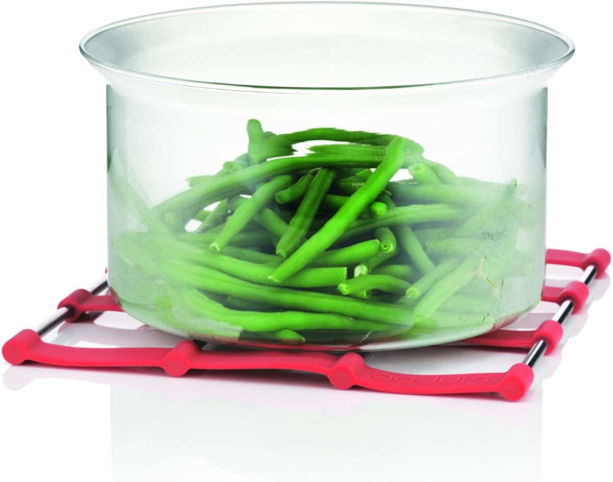 Bodum Bistro Pfannenuntersetzer aus hitzebeständigem Silikon 17 cm rutschfester Topfuntersetzer Schutz für Tisch Arbeitsplatte weiß quadratisch pflegeleicht made in Europe Küchenschutz hitzefest