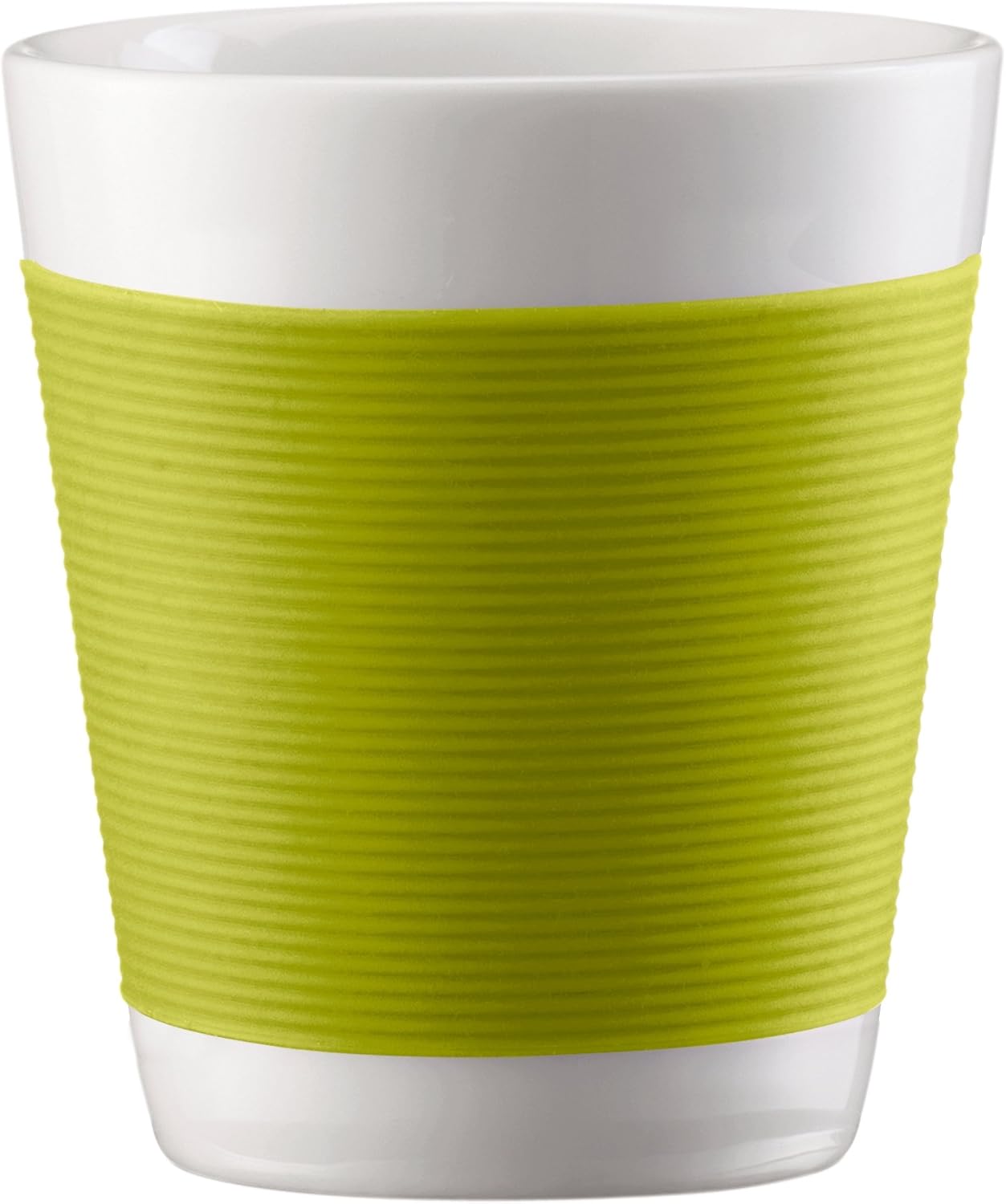 Bodum Canteen Tassen 2 Stück doppelwandig 0,1 L Porzellan grün mit Griff – isolierende Kaffeetassen für Espresso oder Tee im modernen Design, spülmaschinenfest, hochwertig und stilvoll