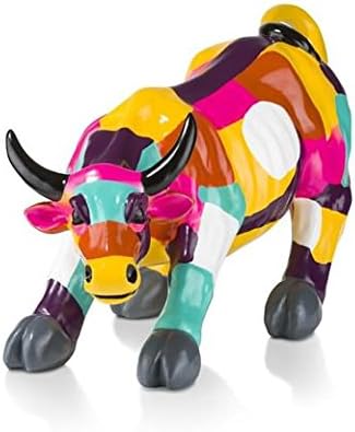 COCOMaison Handbemalte Polyresin „Kämpfender Bulle“ Statue 90 cm bunt, robustes Kunstharz Stier Skulptur, modernes Bull Fighter Design, schwere langlebige Dekoration, künstlerische Figur für Wohnzimmer und Büro