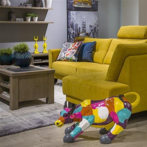 COCOMaison Handbemalte Polyresin „Kämpfender Bulle“ Statue 90 cm bunt, robustes Kunstharz Stier Skulptur, modernes Bull Fighter Design, schwere langlebige Dekoration, künstlerische Figur für Wohnzimmer und Büro