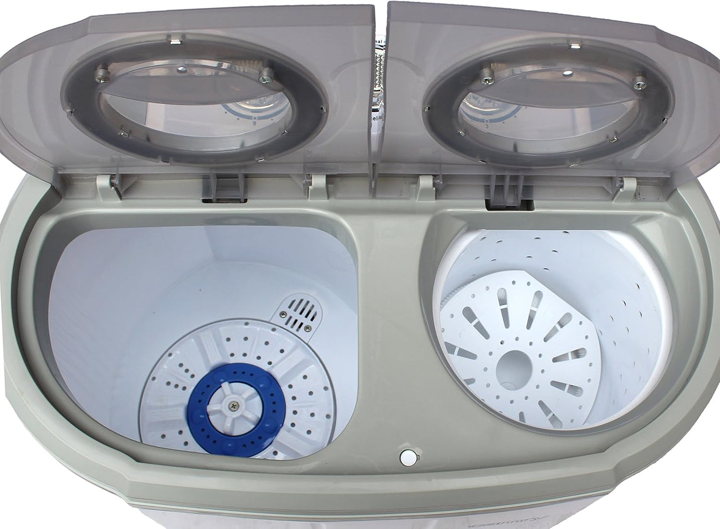 JUNG CAMRY CR8052 Mini Waschmaschine 3 kg, Schleuder bis 1 kg, tragbar, Kompakt, Camping, 450W Waschleistung, 630W Schleuderleistung, Weiß/Grau, 230V, 12L Wasserverbrauch, Toploader