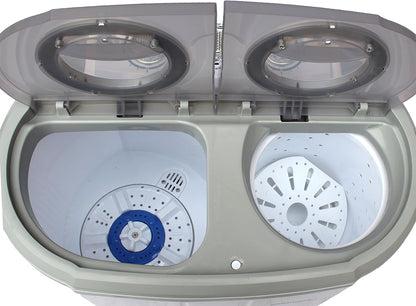 JUNG CAMRY CR8052 Mini Waschmaschine 3 kg, Schleuder bis 1 kg, tragbar, Kompakt, Camping, 450W Waschleistung, 630W Schleuderleistung, Weiß/Grau, 230V, 12L Wasserverbrauch, Toploader