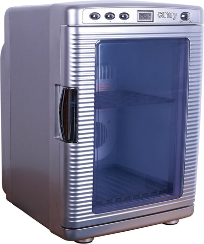 JUNG CAMRY CR8062 Mini Kühlschrank 20L Glastür tragbar Kühl- und Heizfunktion leise Minikühlschrank LCD-Display tragbar für Auto Büro Camping Zuhause 12V 220V leiser Kompaktkühlschrank