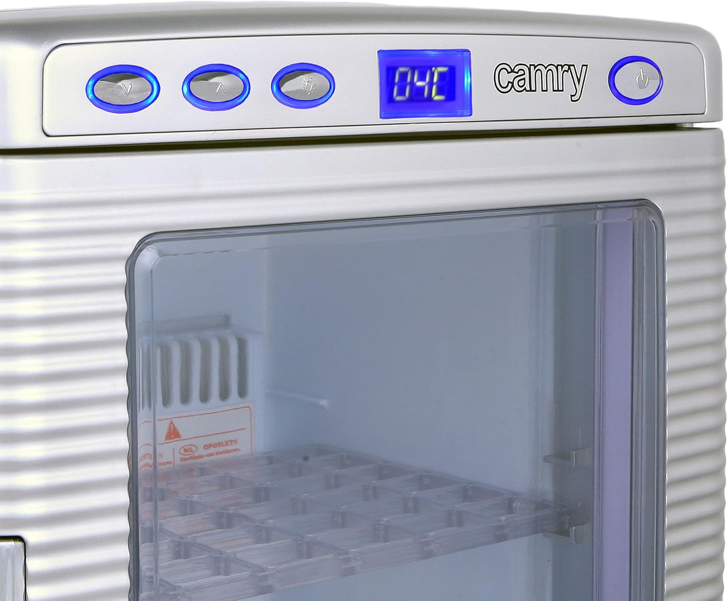 JUNG CAMRY CR8062 Mini Kühlschrank 20L Glastür tragbar Kühl- und Heizfunktion leise Minikühlschrank LCD-Display tragbar für Auto Büro Camping Zuhause 12V 220V leiser Kompaktkühlschrank