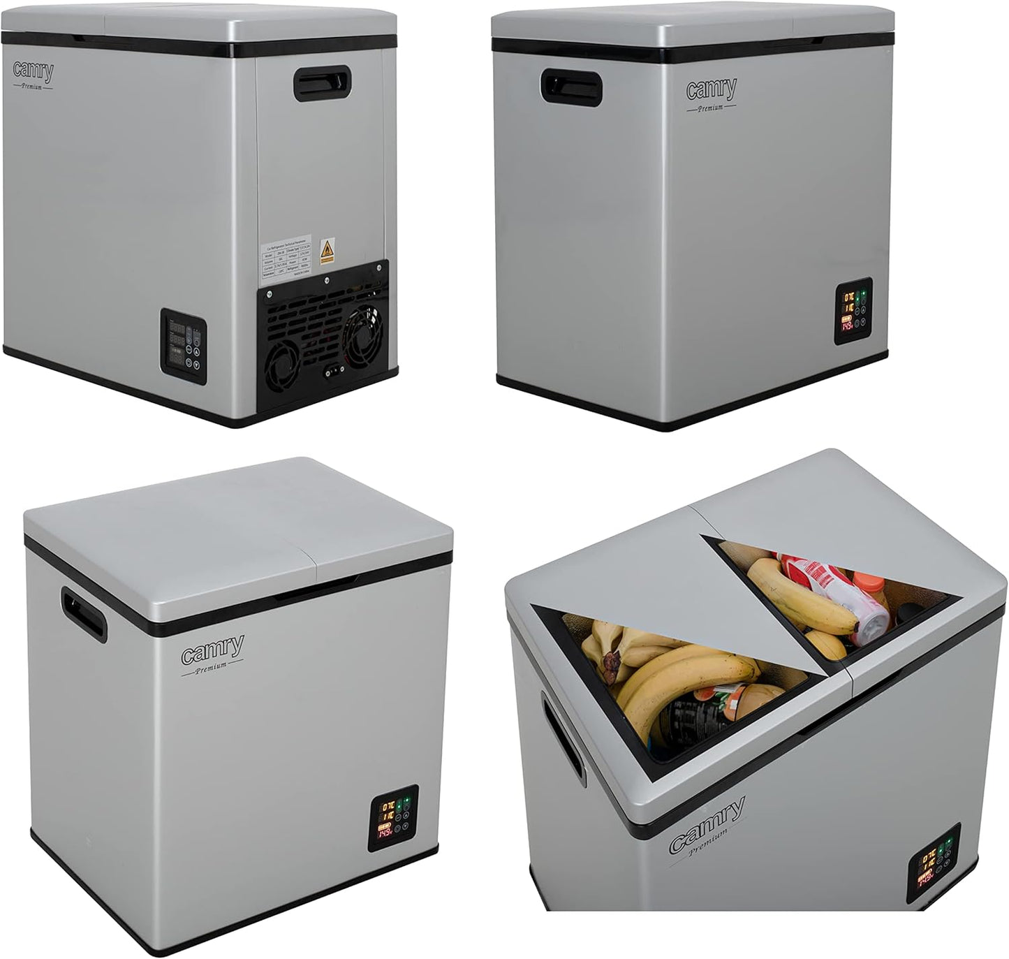 Jung CAMRY CR8076 38L Kompressor Kühlschrank und Gefrierschrank tragbar, Mini Kühlbox 12V 24V 230V LCD Display Campingkühlschrank Gefrierbox leise Reisekühlschrank Kühl-Gefrier-Kombi