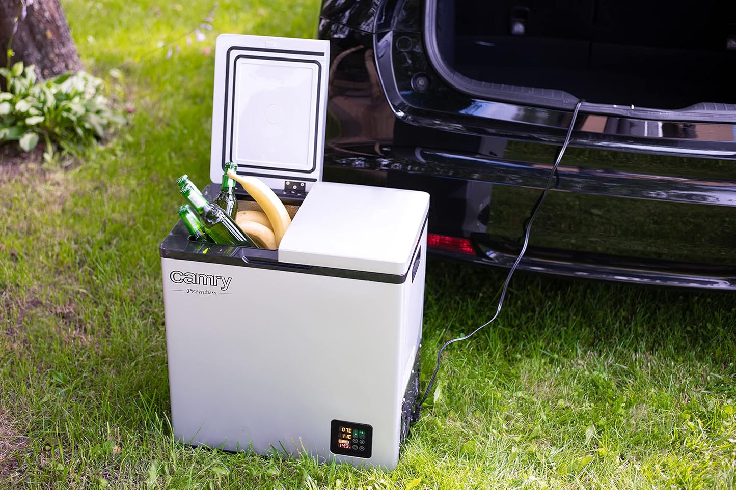 Jung CAMRY CR8076 38L Kompressor Kühlschrank und Gefrierschrank tragbar, Mini Kühlbox 12V 24V 230V LCD Display Campingkühlschrank Gefrierbox leise Reisekühlschrank Kühl-Gefrier-Kombi