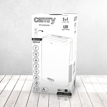 Jung Camry CR7907 Klimaanlage 12000BTU mobiles Klimagerät Kühlfunktion Ventilator Entfeuchter 3in1 Energieklasse A Luftkühler LED-Display Timer tragbare Klimaanlage R290 400m³/h 30m² Räume
