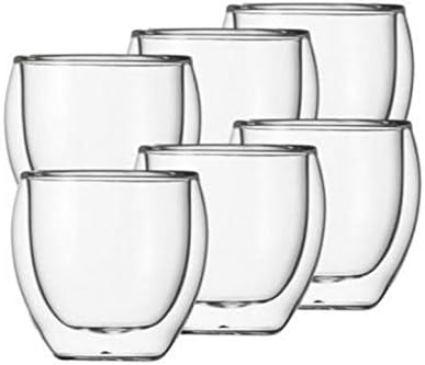 Klasique Doppelwandige Latte Macchiato Gläser 250 ml mit Karaffe 1000 ml – 7 tlg. Thermoglas-Set aus Borosilikatglas für heiße & kalte Getränke Gläser