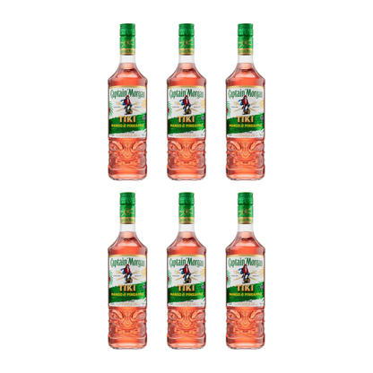 Captain Morgan Tiki Tropical Rum 6er Alkohol Set 700 ml - Mango & Ananas Flavoured Rum mit 25% vol – Exotischer Rum für Cocktails und purer Genuss im praktischen 3er Set für gesellige Anlässe und besondere Momente - Alcohol