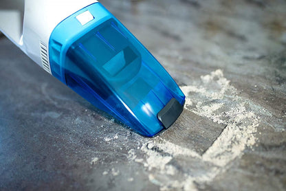 MIA AS 1562N Akku Handstaubsauger Kabellos für Auto und Büro, leistungsstarker Akku-Handstaubsauger, nass und trocken saugen, 2 Aufsätze, wandmontierbar, kompakt, flexibel, umweltschonend, 16W Motor - Blau