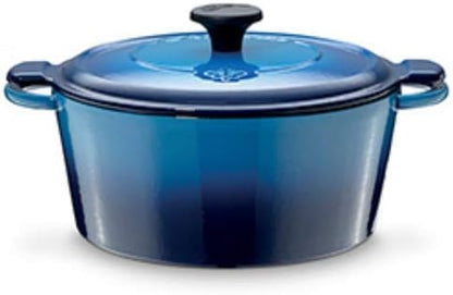 Fontignac Cocotte Gusseisen Bräter 3.6L rund 24cm mit Deckel – schwerer Gusseisentopf Schmortopf Auflauftopf Kasserolle Induktion Gusseisenpfanne Ofenfest Kochtopf blau – 4kg Profiqualität