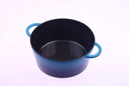 Fontignac Cocotte Gusseisen Bräter 3.6L rund 24cm mit Deckel – schwerer Gusseisentopf Schmortopf Auflauftopf Kasserolle Induktion Gusseisenpfanne Ofenfest Kochtopf blau – 4kg Profiqualität