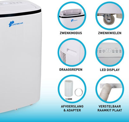 Commodoor Mobile Klimaanlage 16000BTU 40L 3in1 Klimagerät – Luftkühler, Ventilator, Luftbefeuchter mit Fernbedienung, leise & energieeffizient 65dB