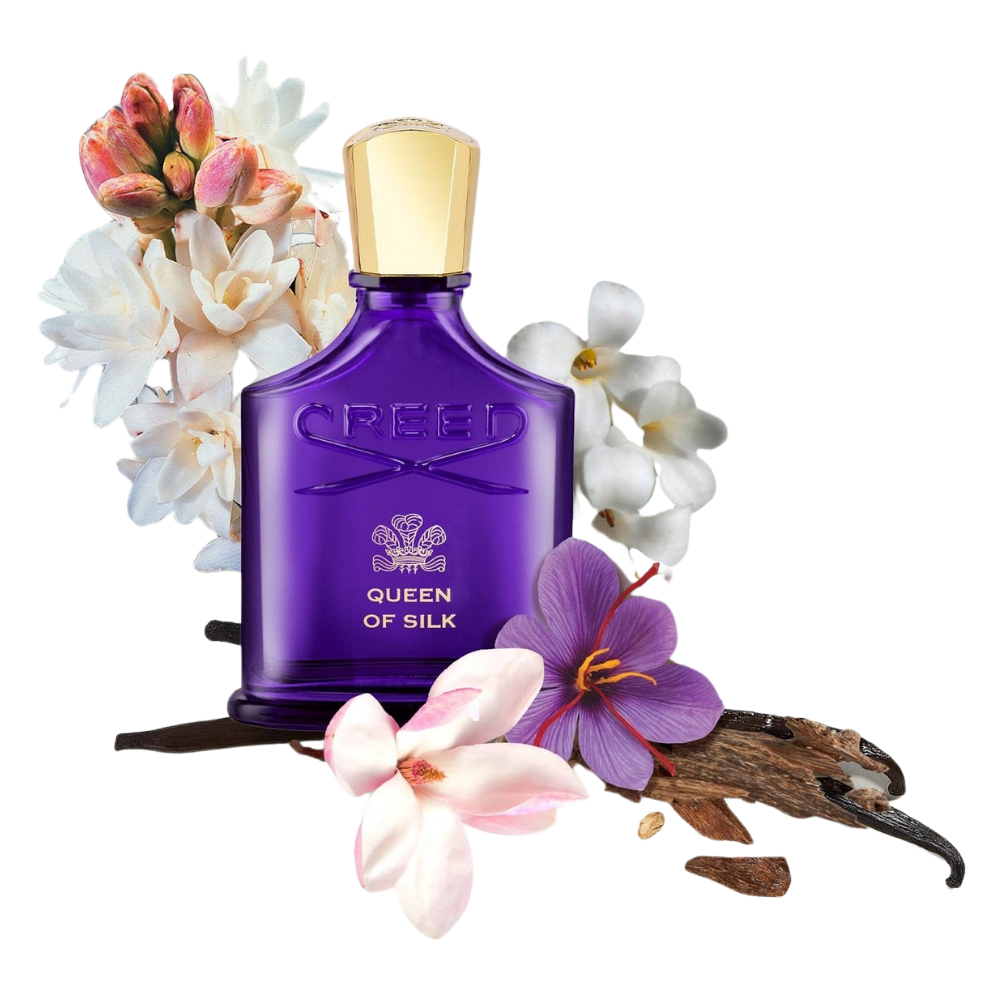 Creed Queen of Silk Eau de Parfum 75ml, orientalisch-florales Damenparfum mit Safran, Osmanthus, Tuberose, Vanille und Oud, edler Seideninspiration, luxuriöser Duftflakon in Purpur, elegant und sinnlich