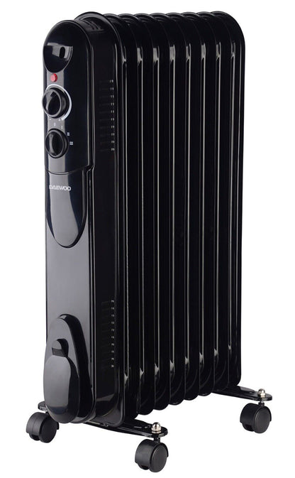 DAEWOO DOH-359M Mobiler Ölradiator 2000W Elektroheizung Heizkörper mit Thermostat 9 Rippen Öl-Heizung für Innenräume energiesparend geräuschlos Überhitzungsschutz Tragegriff Rollen