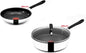 Tefal E30 Jamie Oliver Pfannenset - Pfanne 20 cm + Schmorpfanne 25cm mit Deckel Induktion, Bratpfanne Edelstahl, Antihaft Beschichtet, Hoher Rand, Backofenfest, Genieteter Griff
