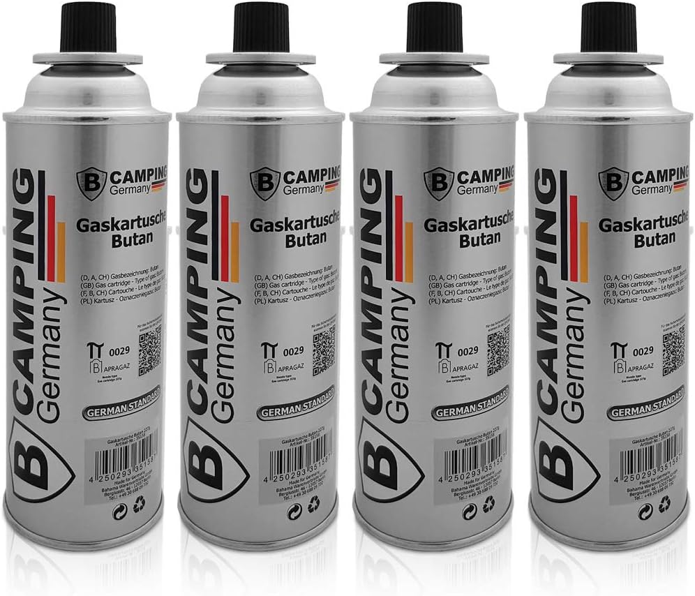 Deuba Butangas Gaskartuschen 4er Set 227g – MSF-1a Ventilkartusche Camping Butangasflasche Nachfüllkartuschen für Gaskocher, Unkrautvernichter, Outdoorgeräte – Einweg Gasflaschen Komplettset