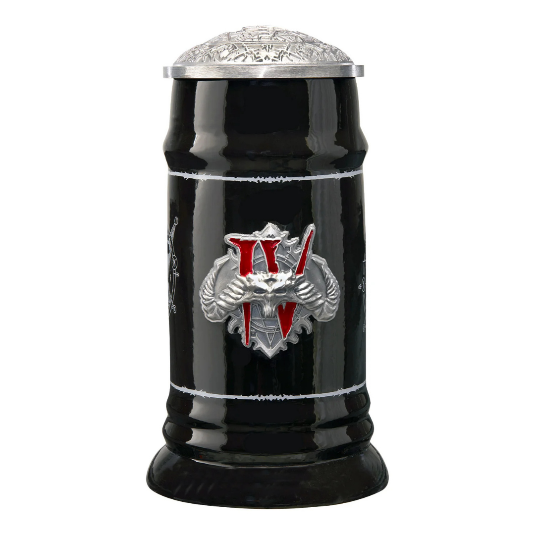 Diablo IV Inarius & Lilith Bierkrug – Limited Edition Keramikstein mit 710ml Fassungsvermögen – Blizzard Sammlerstück mit Reliefgravur – Hochglanz schwarzer Krug für Fans und Sammler