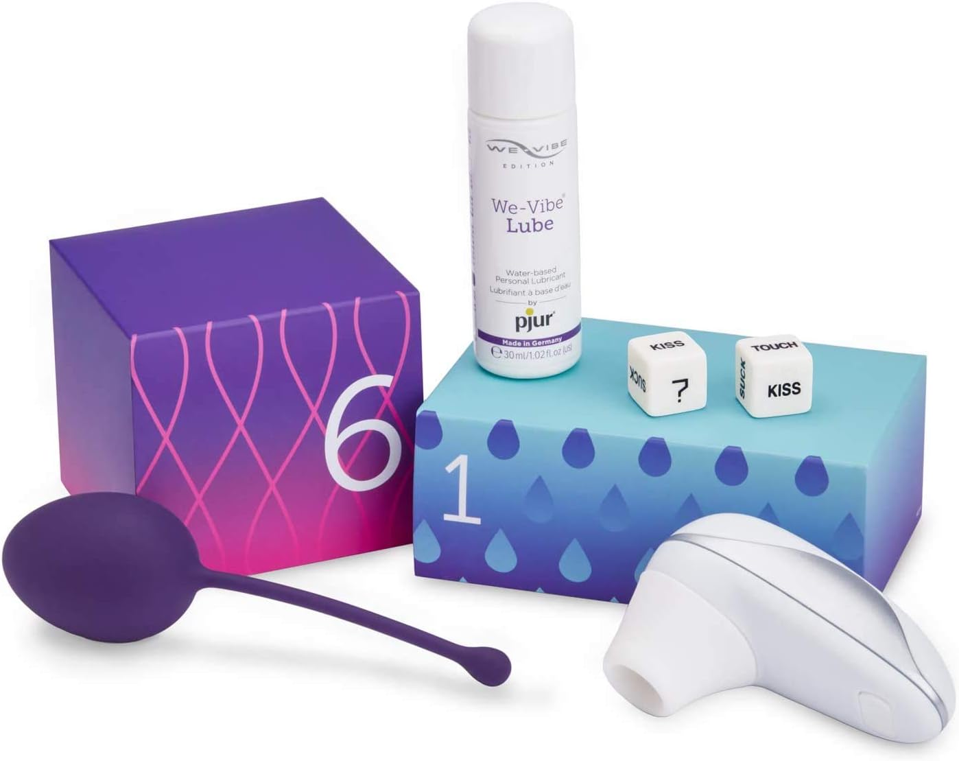Womanizer Starlet We-Vibe Discover Box 10-in-1 Set Paare Paarvibrator Druckwellen Klitorisstimulation Analplug Liebeskugeln Massagekerzen Augenbinde Gleitgel Feder Spielzeug hochwertig