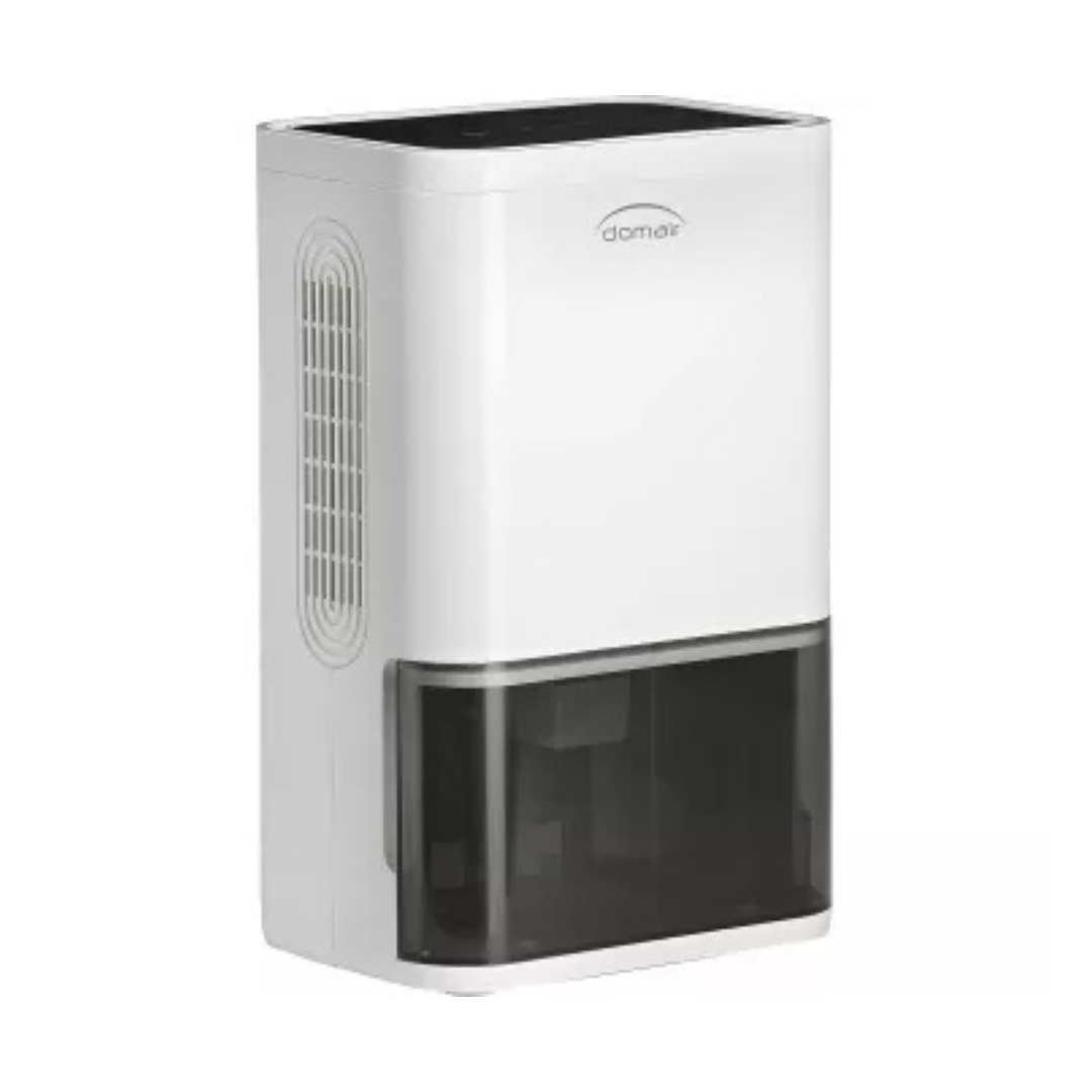 DOMAIR MINIDRY Luftentfeuchter 0,6 L/Tag mit 1,8L Wassertank, kompakter Entfeuchter für 10 m² Räume, elektronisches Bedienfeld, LED-Anzeige, 24h-Timer, Ionisator, 80W Luftentfeuchter für kleine Wohnbereiche