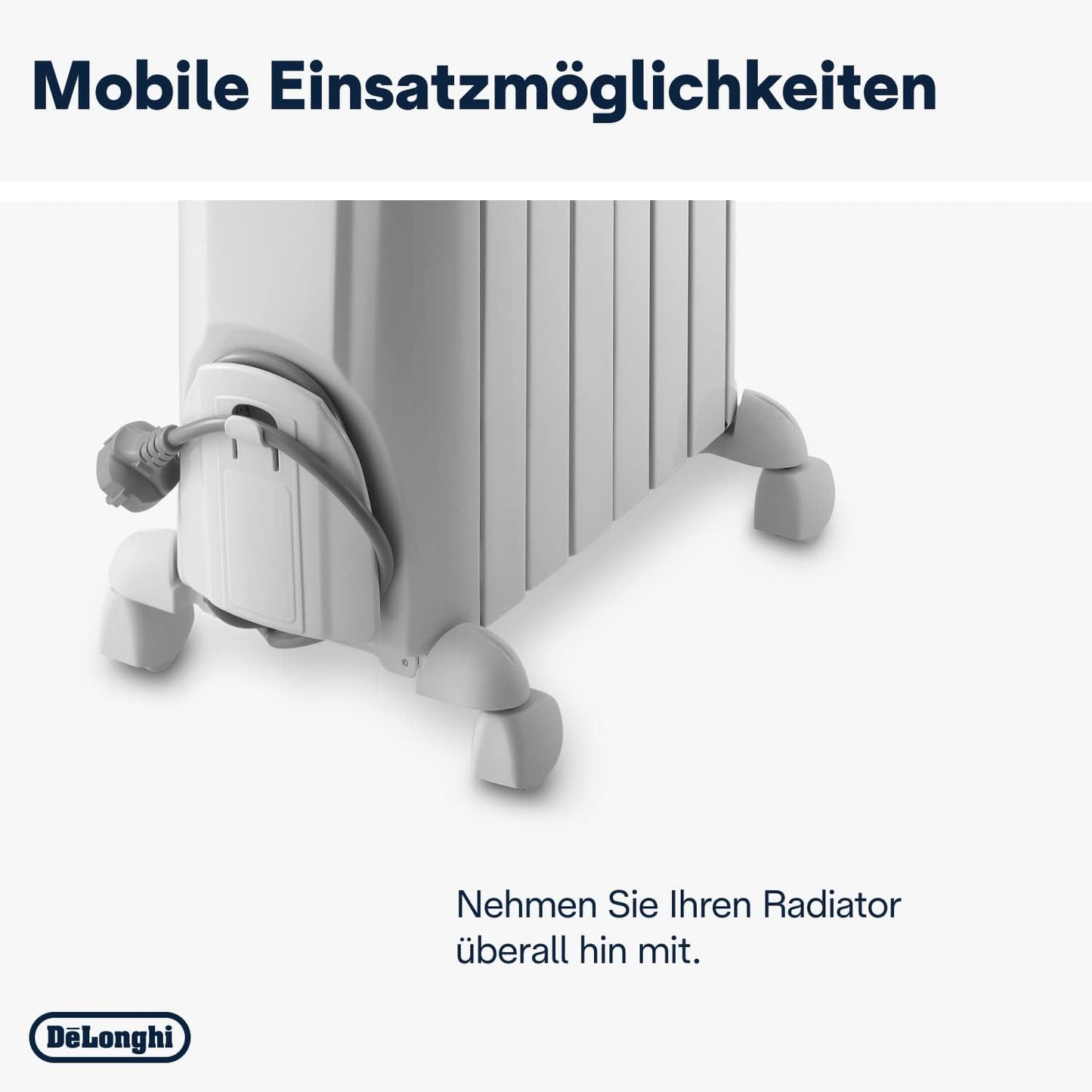 De’Longhi Dragon 4 TRD4 0615 Öl-Radiator 1500W Heizkörper mit Frostschutz, verstellbarem Thermostat, Keramikdesign und mobilen Klapprädern für effiziente Wärme in Innenräumen