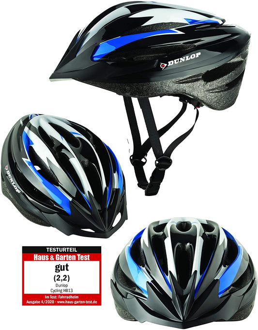 DUNLOP Fahrradhelm für Damen, Herren und Kinder, Blau, Leichter Mikroschalenhelm, Abnehmbares Visier, Schnellverschluss, CE geprüft, EPS Innenschale, Helm für Radfahren, Leichter Fahrradhelm für Erwachsene und Kinder