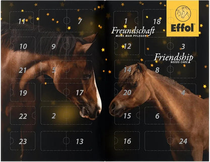 Effol Pferd Adventskalender 2025 für Pferde und Reiter mit 24 Pflegeprodukten von Effol, Effax und HEY Fell, Huf, Leder und Textilien ( Wert 200€ )