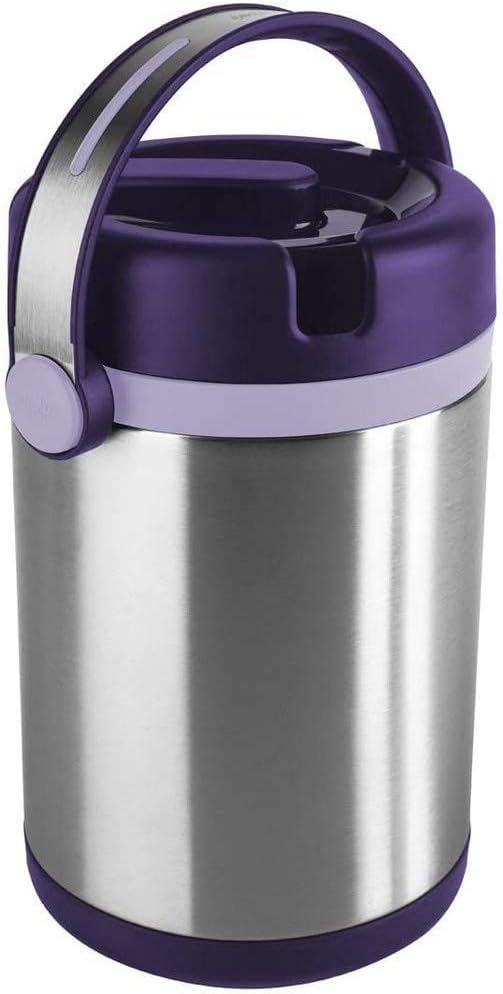Emsa 509234 Isolier-Speisegefäß Thermobehälter 1,7L für warme und kalte Speisen, auslaufsicherer Edelstahl Thermobehälter mit Einsätzen, Warmhaltebox für unterwegs, spülmaschinenfest, brombeerfarben