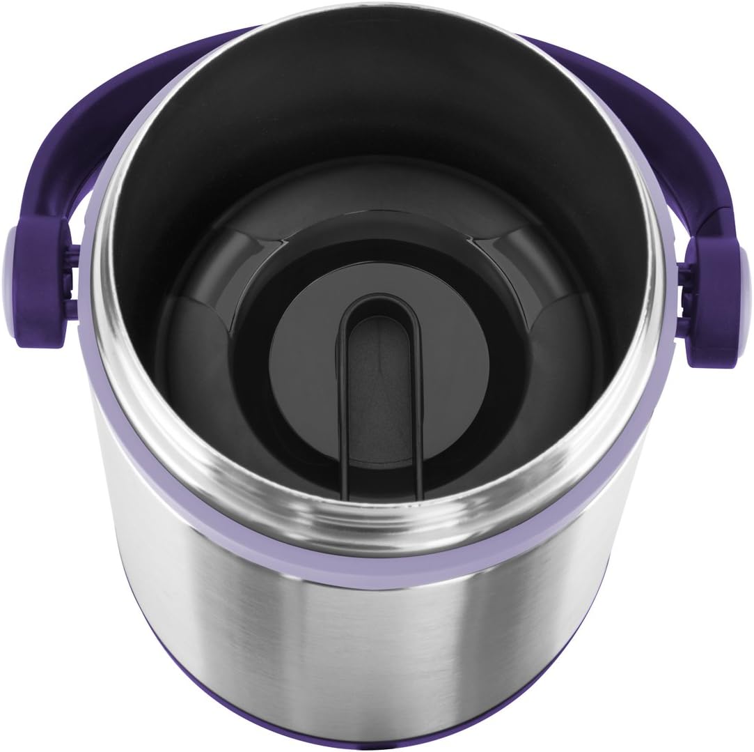 Emsa 509234 Isolier-Speisegefäß Thermobehälter 1,7L für warme und kalte Speisen, auslaufsicherer Edelstahl Thermobehälter mit Einsätzen, Warmhaltebox für unterwegs, spülmaschinenfest, brombeerfarben