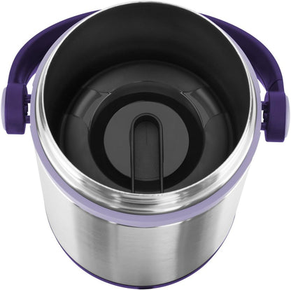 Emsa 509234 Isolier-Speisegefäß Thermobehälter 1,7L für warme und kalte Speisen, auslaufsicherer Edelstahl Thermobehälter mit Einsätzen, Warmhaltebox für unterwegs, spülmaschinenfest, brombeerfarben