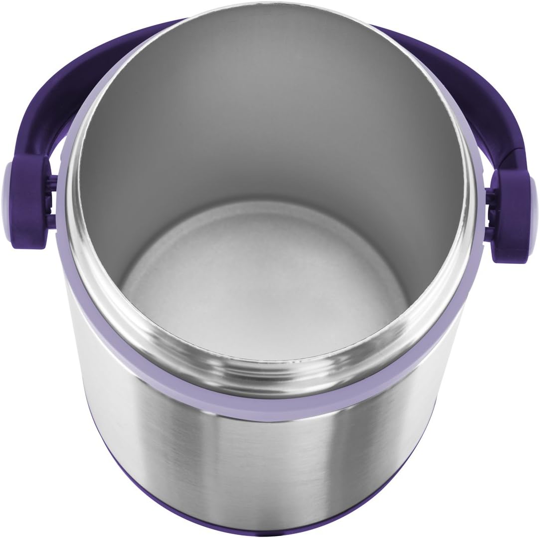 Emsa 509234 Isolier-Speisegefäß Thermobehälter 1,7L für warme und kalte Speisen, auslaufsicherer Edelstahl Thermobehälter mit Einsätzen, Warmhaltebox für unterwegs, spülmaschinenfest, brombeerfarben