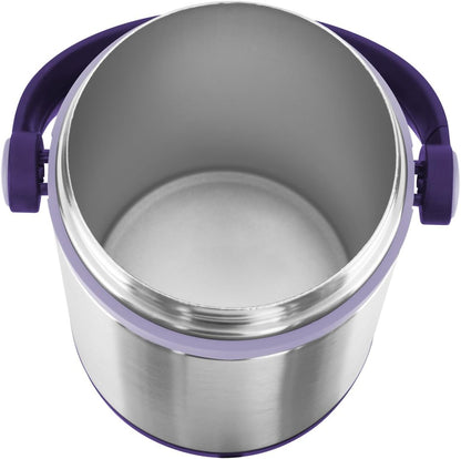 Emsa 509234 Isolier-Speisegefäß Thermobehälter 1,7L für warme und kalte Speisen, auslaufsicherer Edelstahl Thermobehälter mit Einsätzen, Warmhaltebox für unterwegs, spülmaschinenfest, brombeerfarben