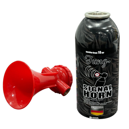 JUNG VA2 Druckluftfanfare Air Horn Profi Qualität 4er Set – 400ml Umweltfreundliche Signalhorn für Schifffahrt, Notfälle, Baustellen – Hohe Lautstärke 108 dB – Wiederverwendbar – Druckluft-Signalhorn für Sport, Tunnelbau, Fanfare