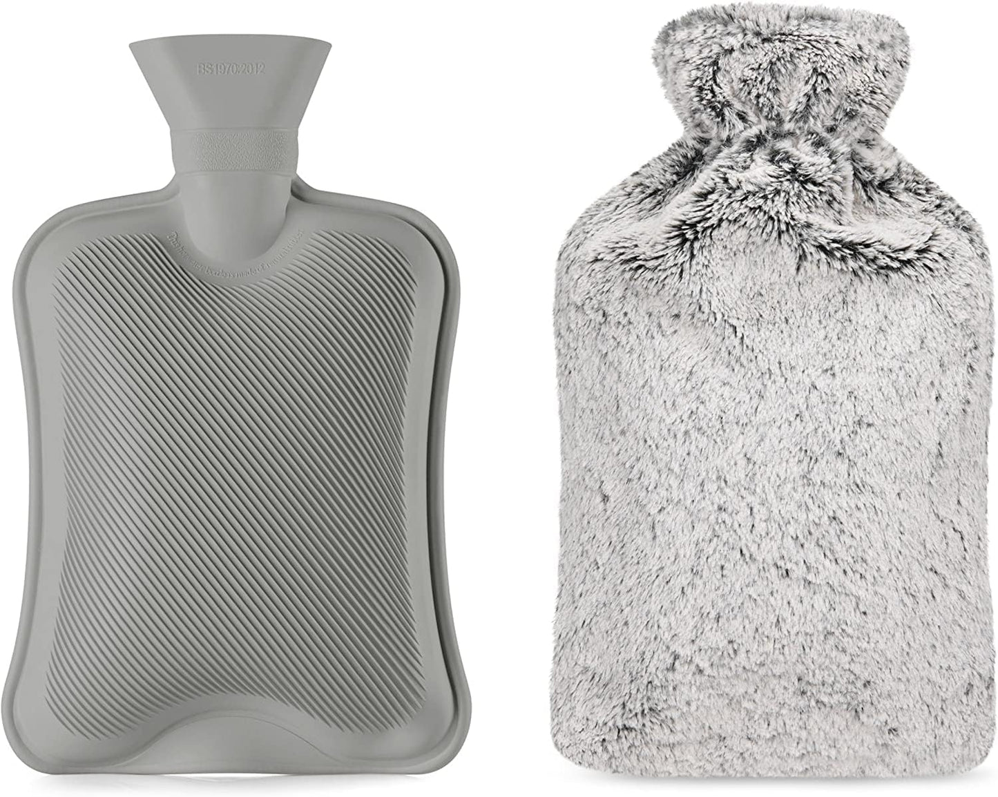 JUNG Wärmflasche 2 L Fassung mit Kuschelbezug, Tierfelloptik, für Erwachsene & Kinder, BPA-frei, langanhaltende Wärme für Schmerzlinderung & Wohlfühlmomente, sicheres Befüllen