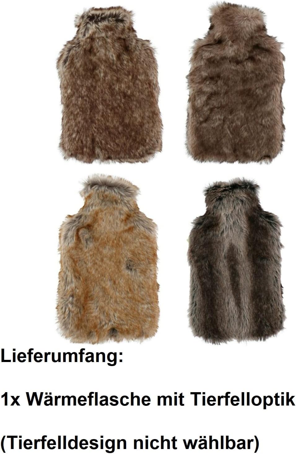 JUNG Wärmflasche 2 L Fassung mit Kuschelbezug, Tierfelloptik, für Erwachsene & Kinder, BPA-frei, langanhaltende Wärme für Schmerzlinderung & Wohlfühlmomente, sicheres Befüllen